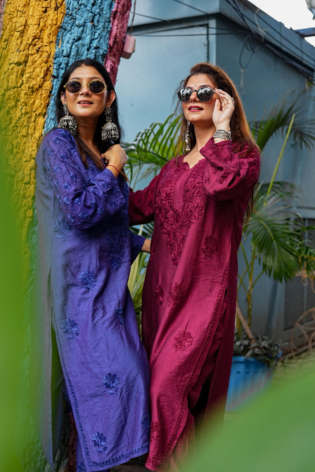 Chanderi Silk Chikankari Co-ord Set with Pintuck Work