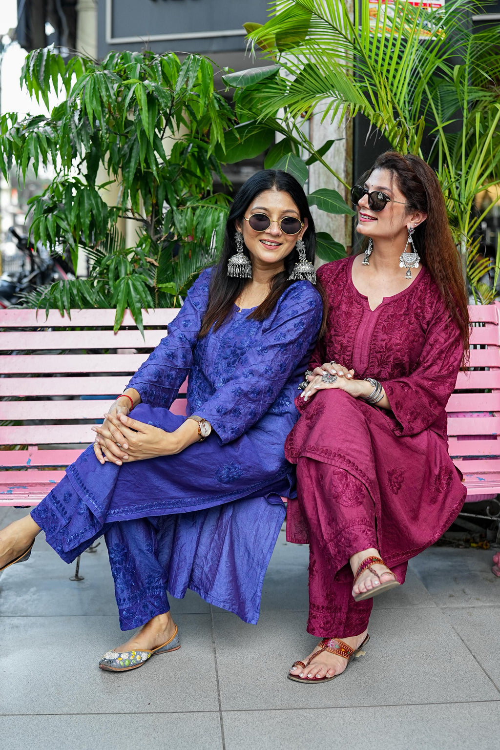 Chanderi Silk Chikankari Co-ord Set with Pintuck Work