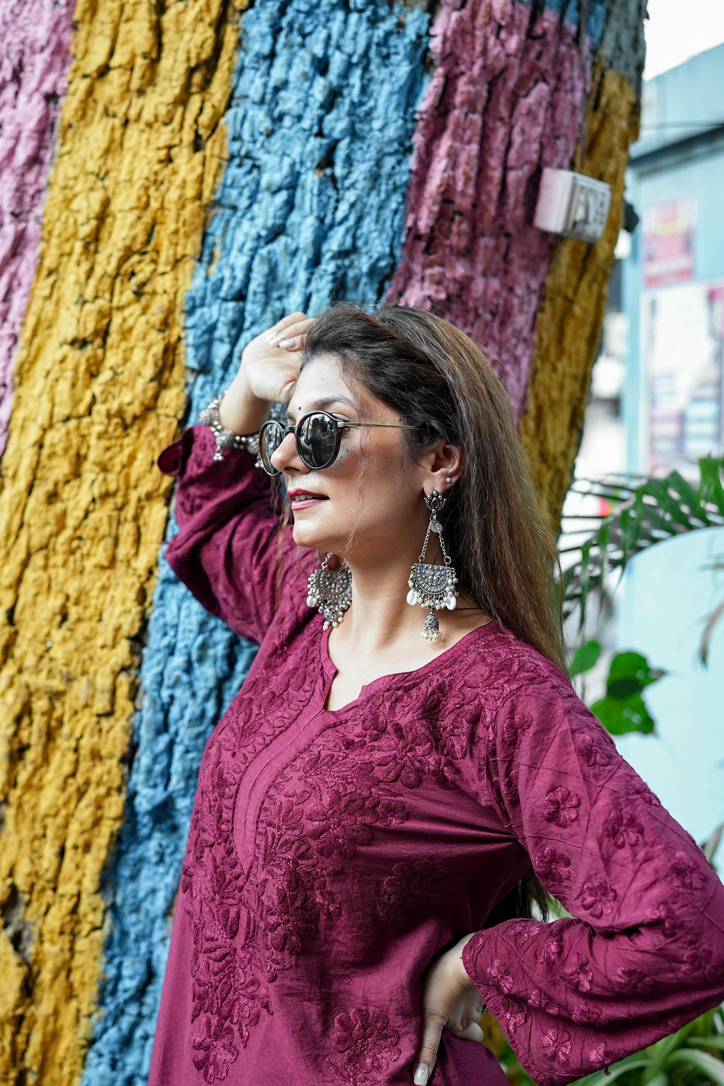 Chanderi Silk Chikankari Co-ord Set with Pintuck Work