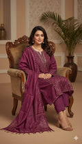 Pure Tussar Silk Shirt & Dupatta Set with Mukesh