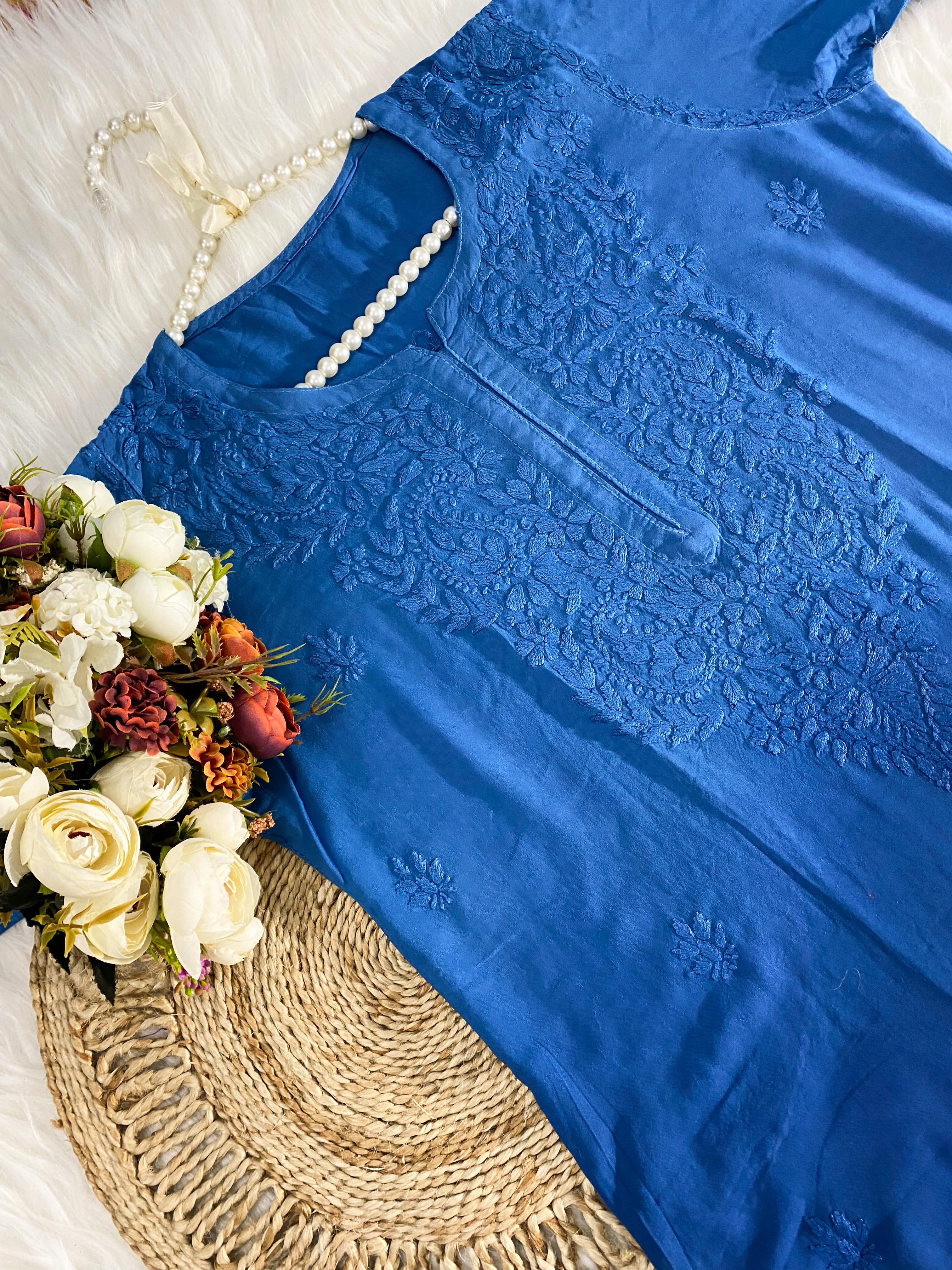 Sufi Soft Rayon 3 Pc Set-Dual Shade BLUE