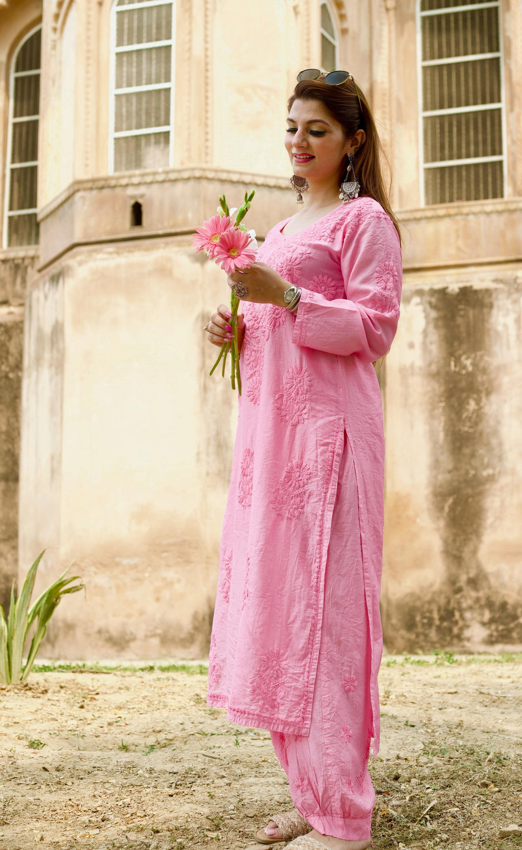 Chanderi  Kurti with Afghani Salwar Set