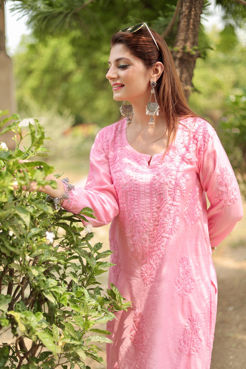 Chanderi  Kurti with Afghani Salwar Set