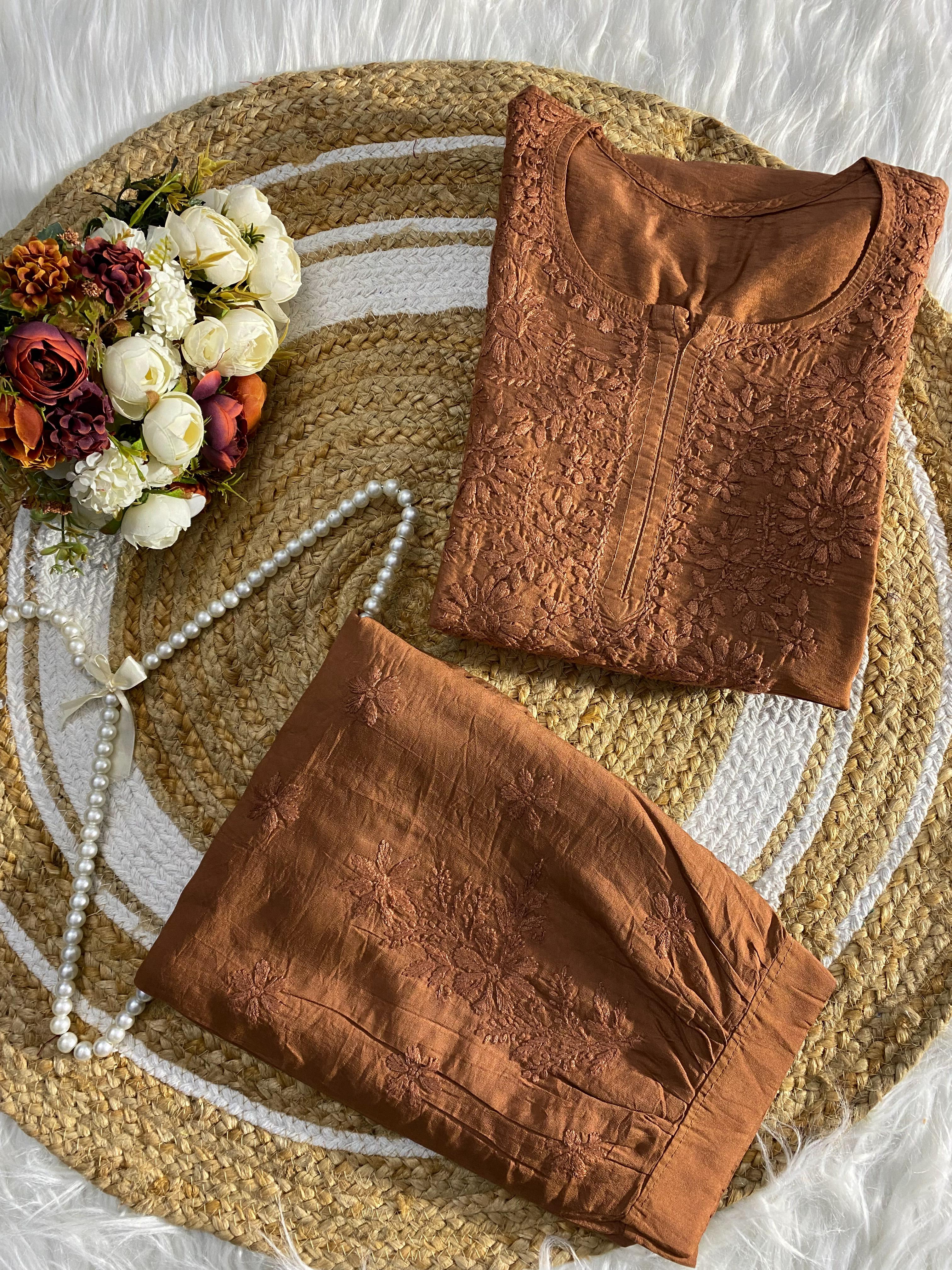 Chanderi  Kurti with Afghani Salwar Set