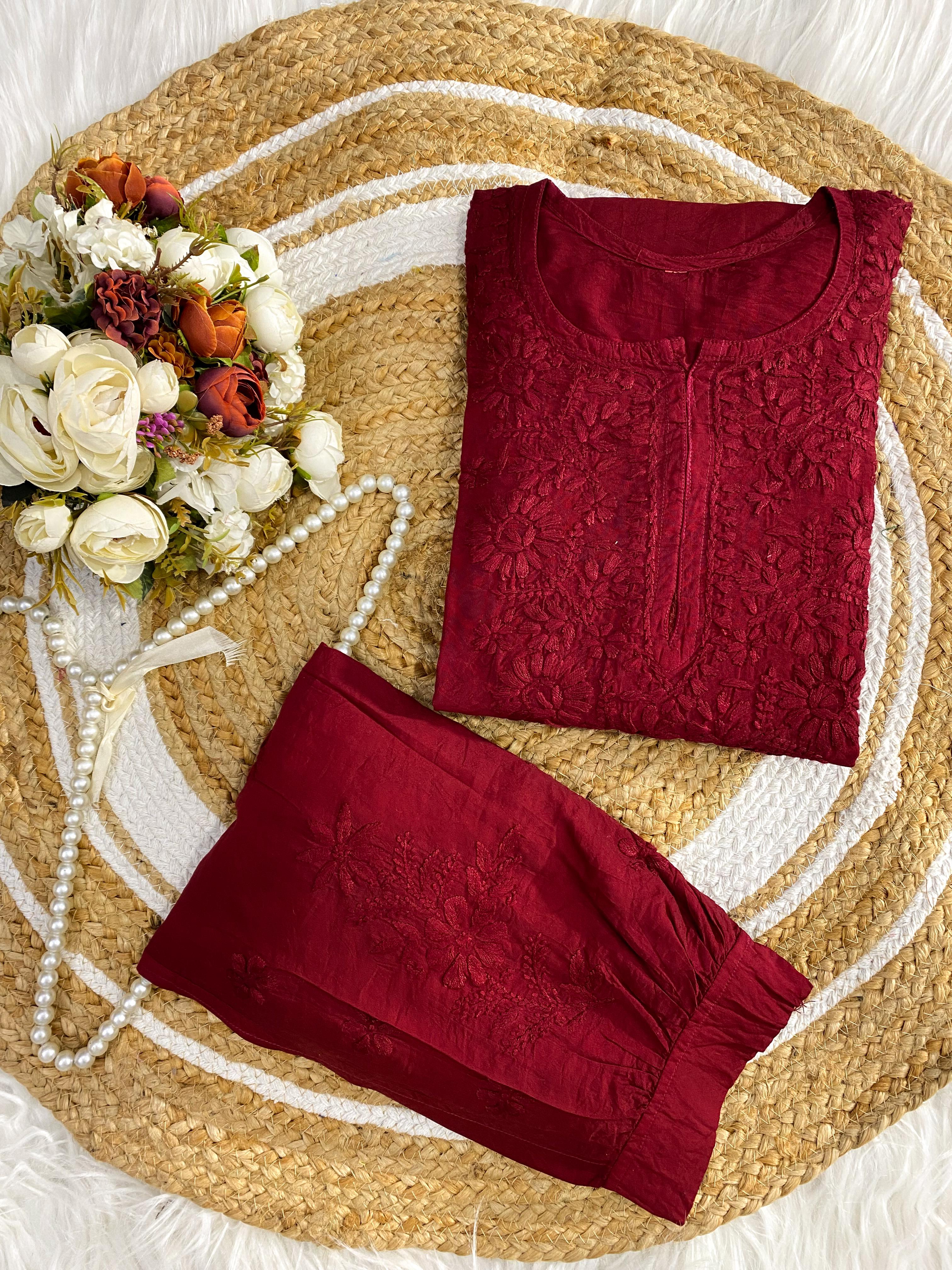 Chanderi  Kurti with Afghani Salwar Set