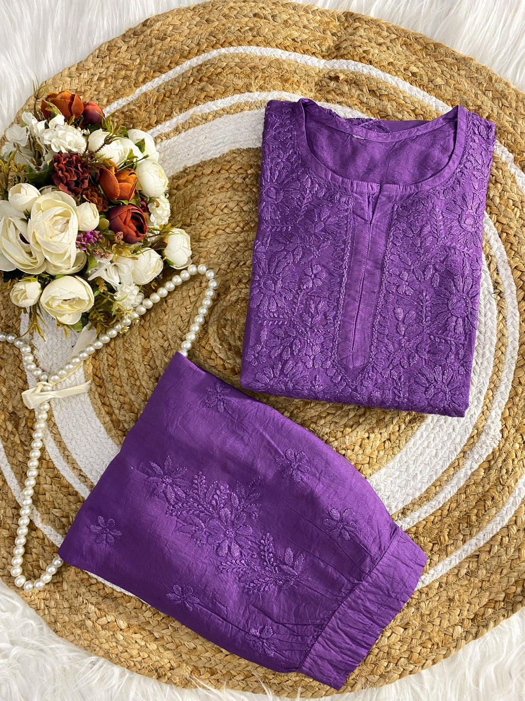 Chanderi  Kurti with Afghani Salwar Set