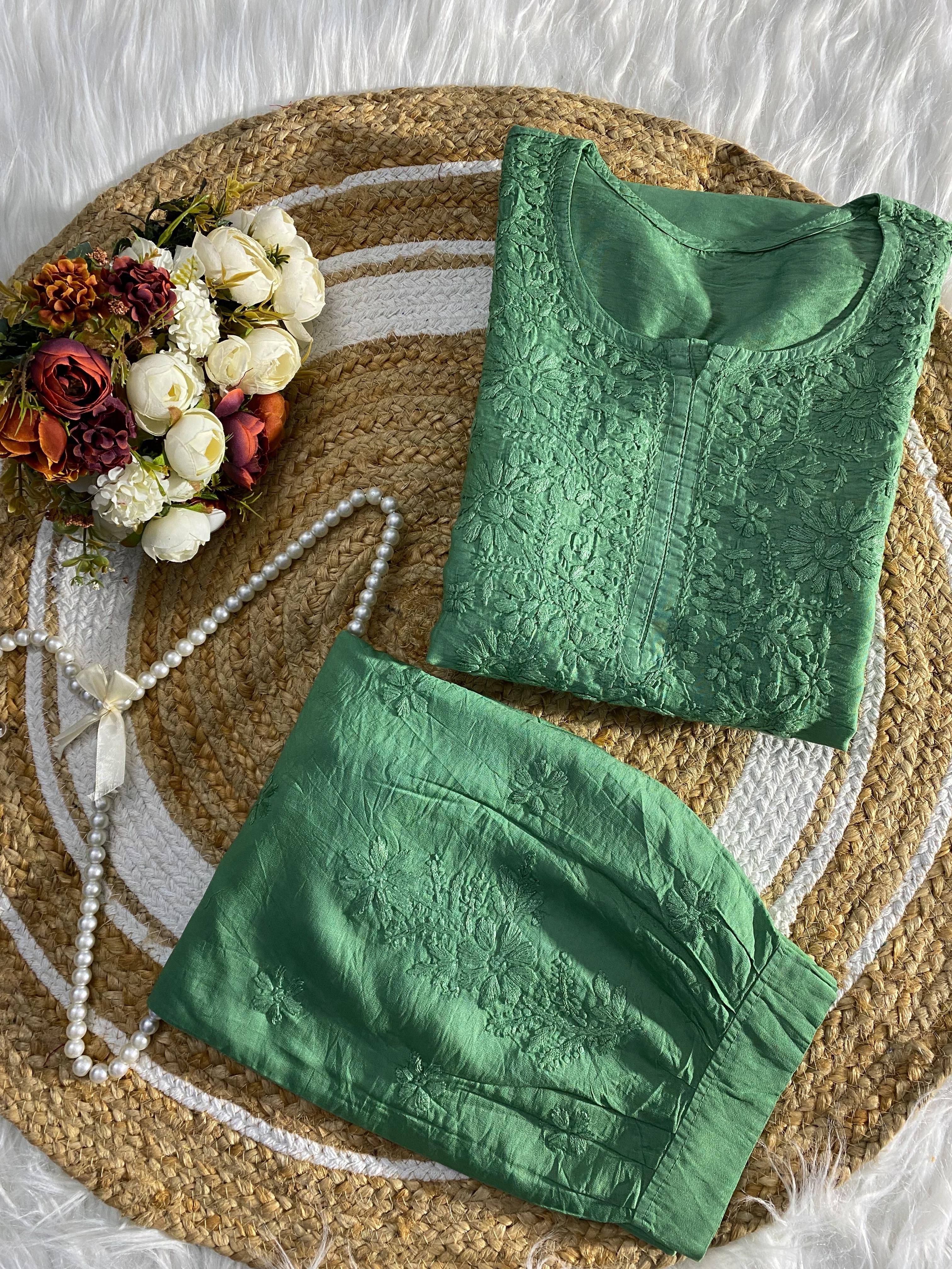 Chanderi  Kurti with Afghani Salwar Set