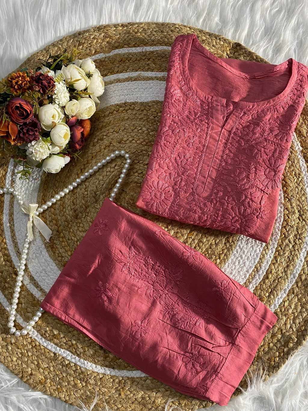 Chanderi  Kurti with Afghani Salwar Set