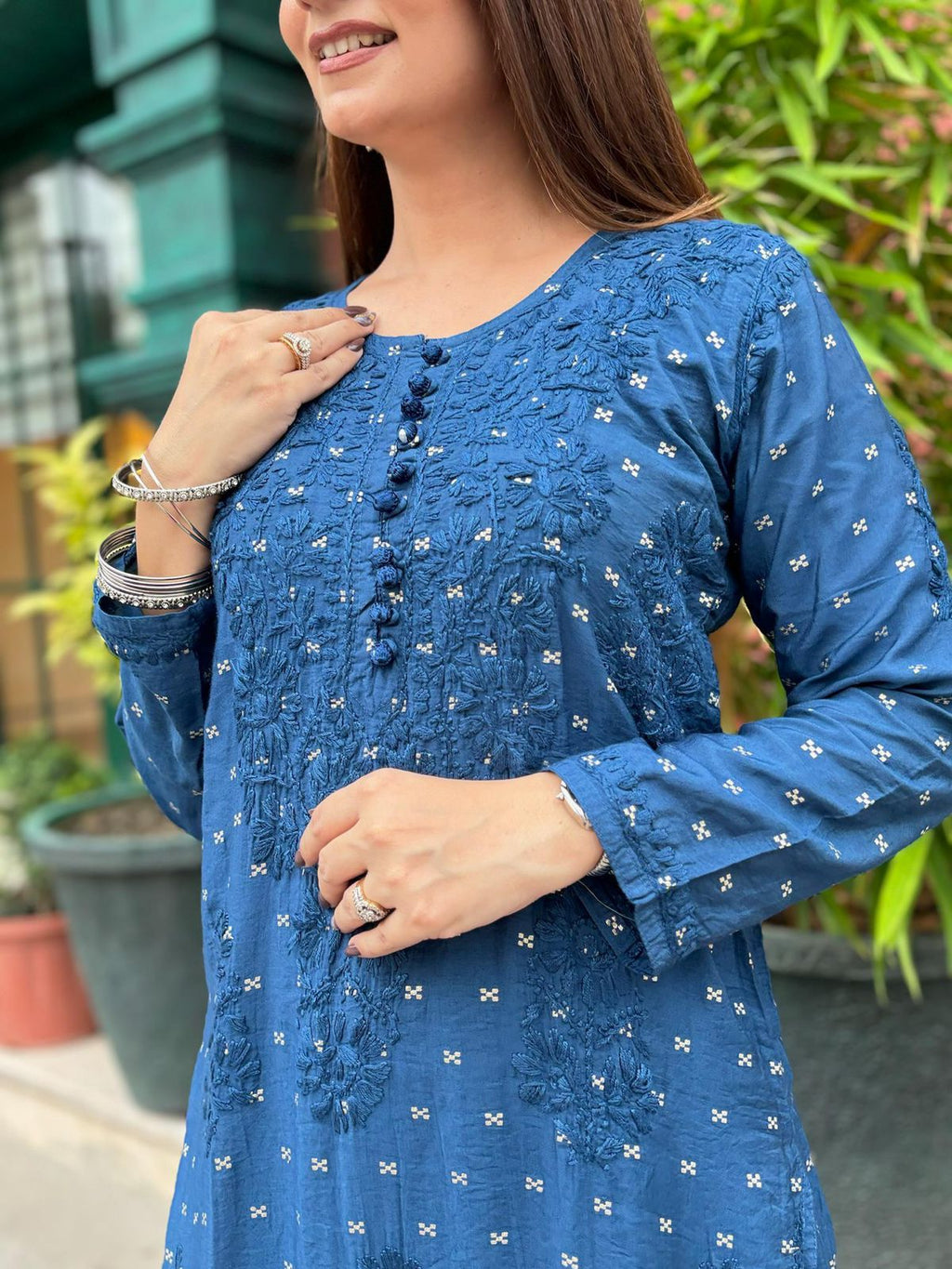Self Bootie Chanderi Silk  Cord Set – Kurti & Plazo
