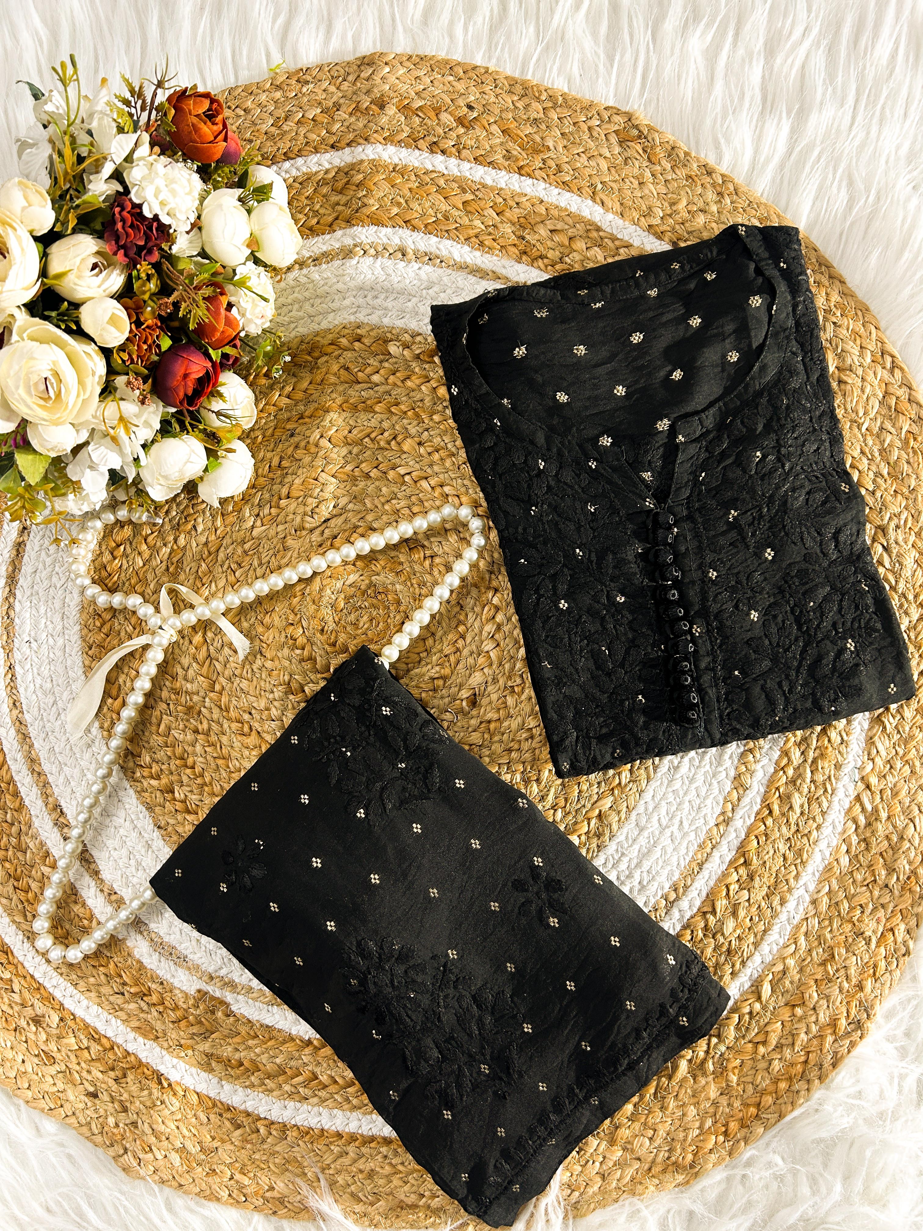 Self Bootie Chanderi Silk  Cord Set – Kurti & Plazo