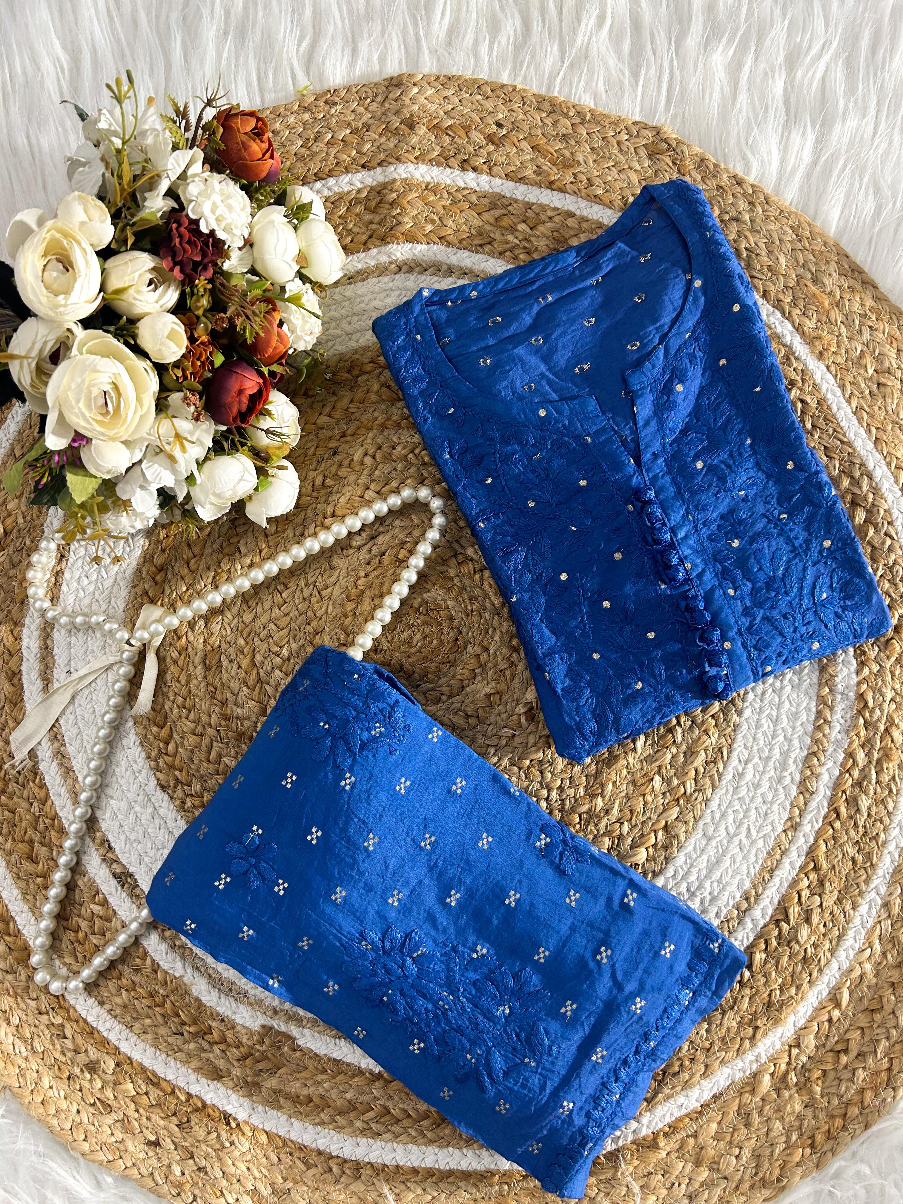 Self Bootie Chanderi Silk  Cord Set – Kurti & Plazo