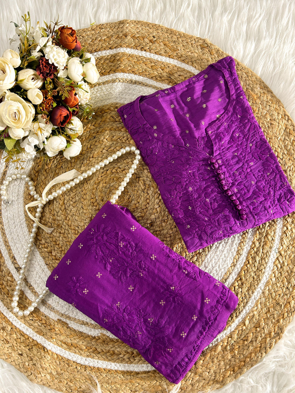 Self Bootie Chanderi Silk  Cord Set – Kurti & Plazo
