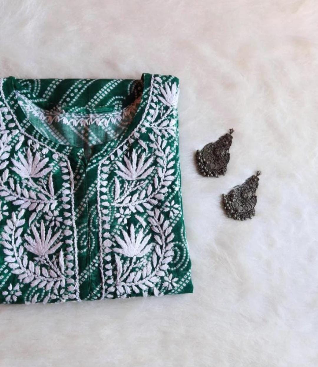 Lehriya Cotton Rayon Kurti-Green