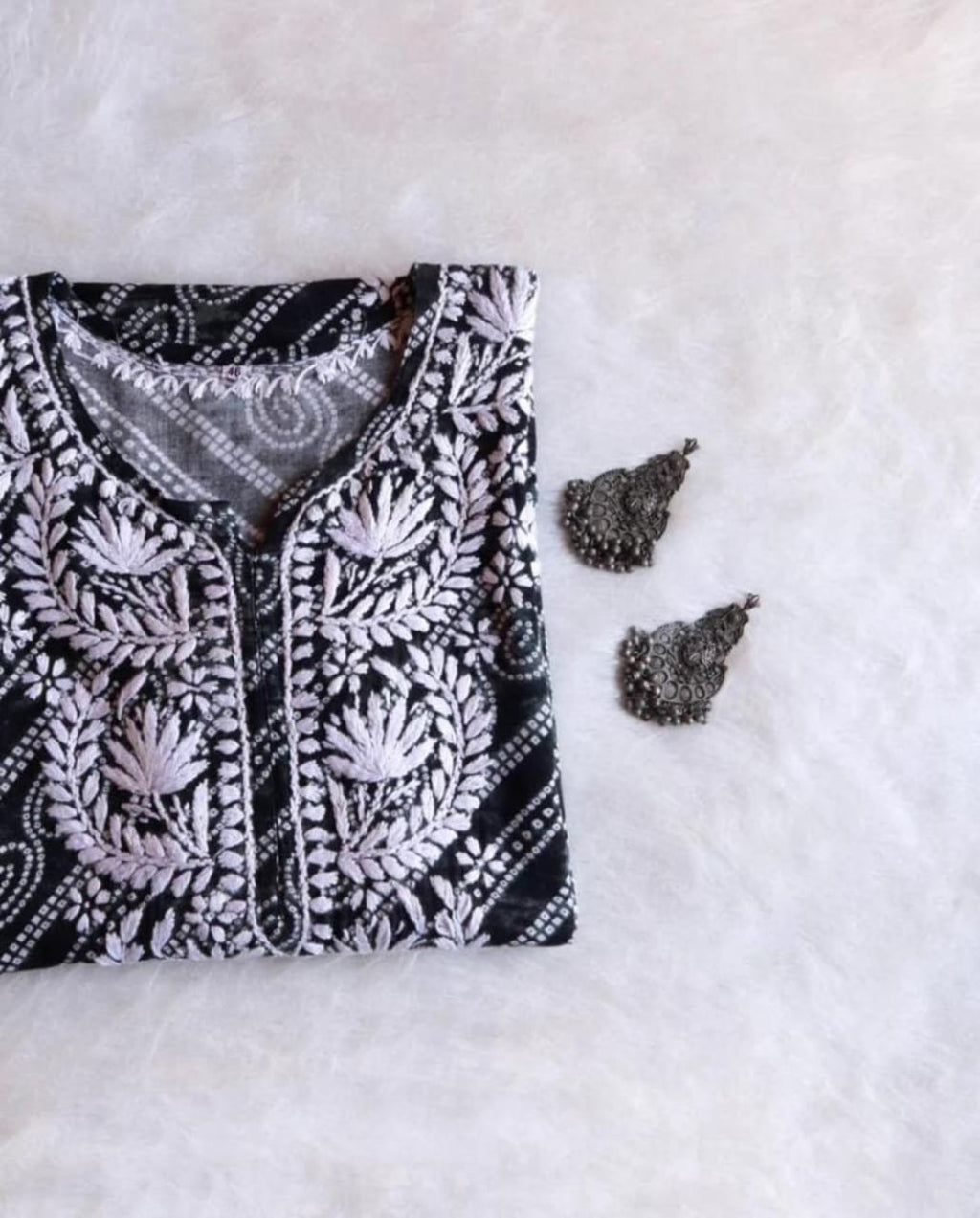 Lehriya Cotton Rayon Kurti-Black