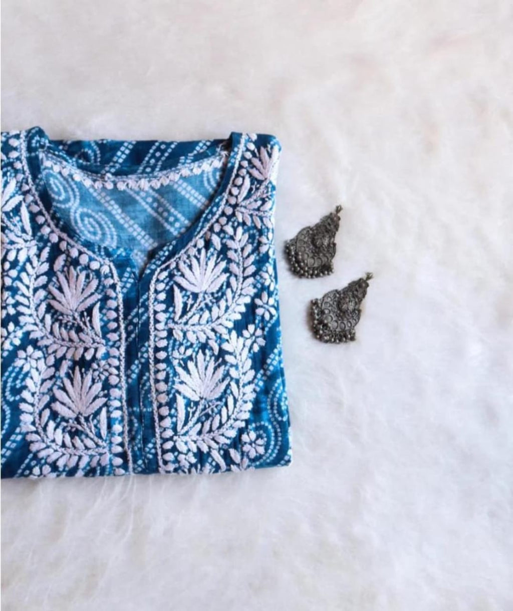 Lehriya Cotton Rayon Kurti-Blue