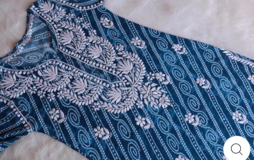 Lehriya Cotton Rayon Kurti-Blue