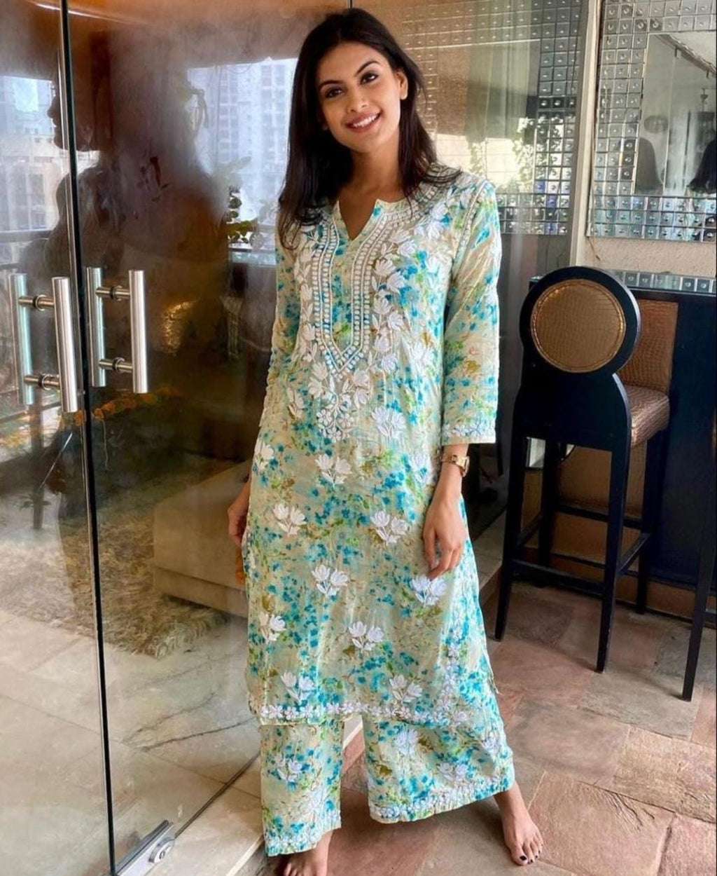 Meher Cotton Mulmul Kurti Plazo Set