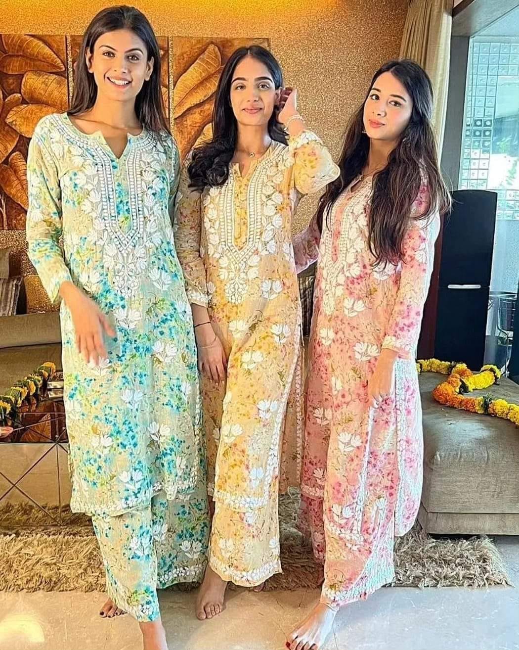 Meher Cotton Mulmul Kurti Plazo Set
