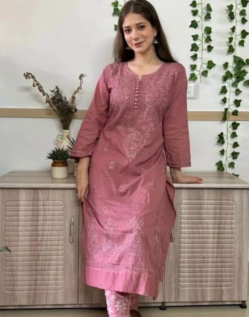 Roohani Dobby Cotton Chikankari Kurti