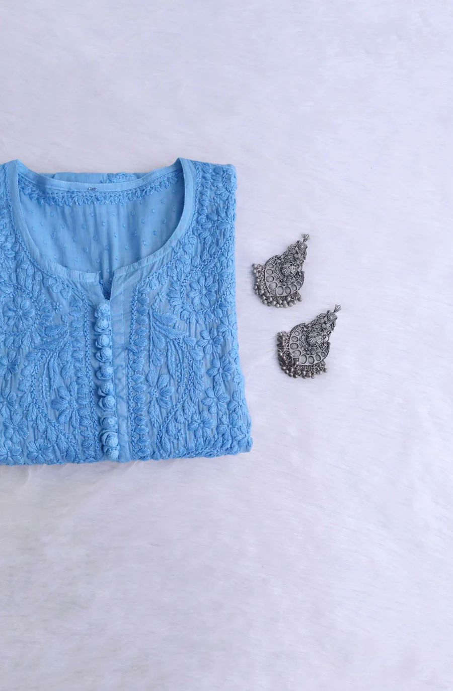 Roohani Dobby Cotton Chikankari Kurti