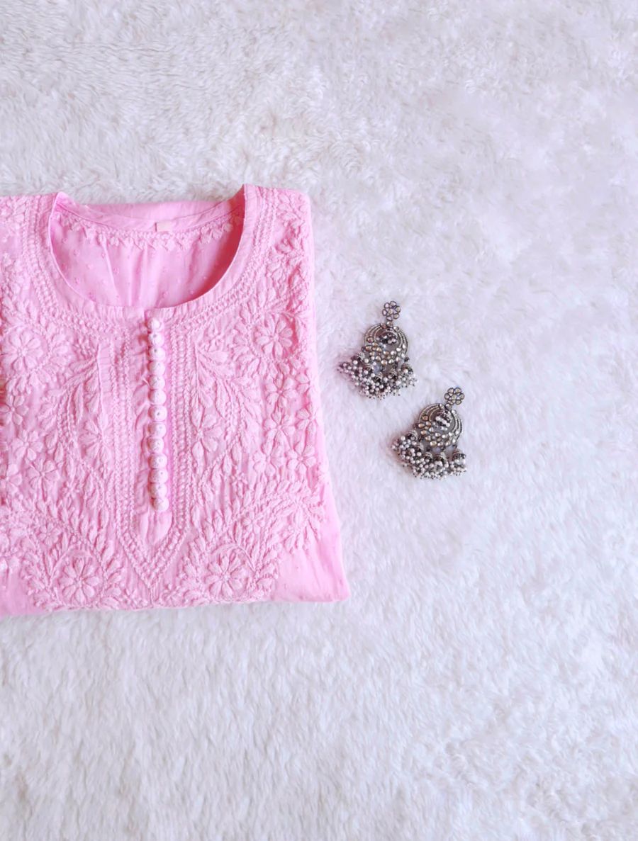 Roohani Dobby Cotton Chikankari Kurti