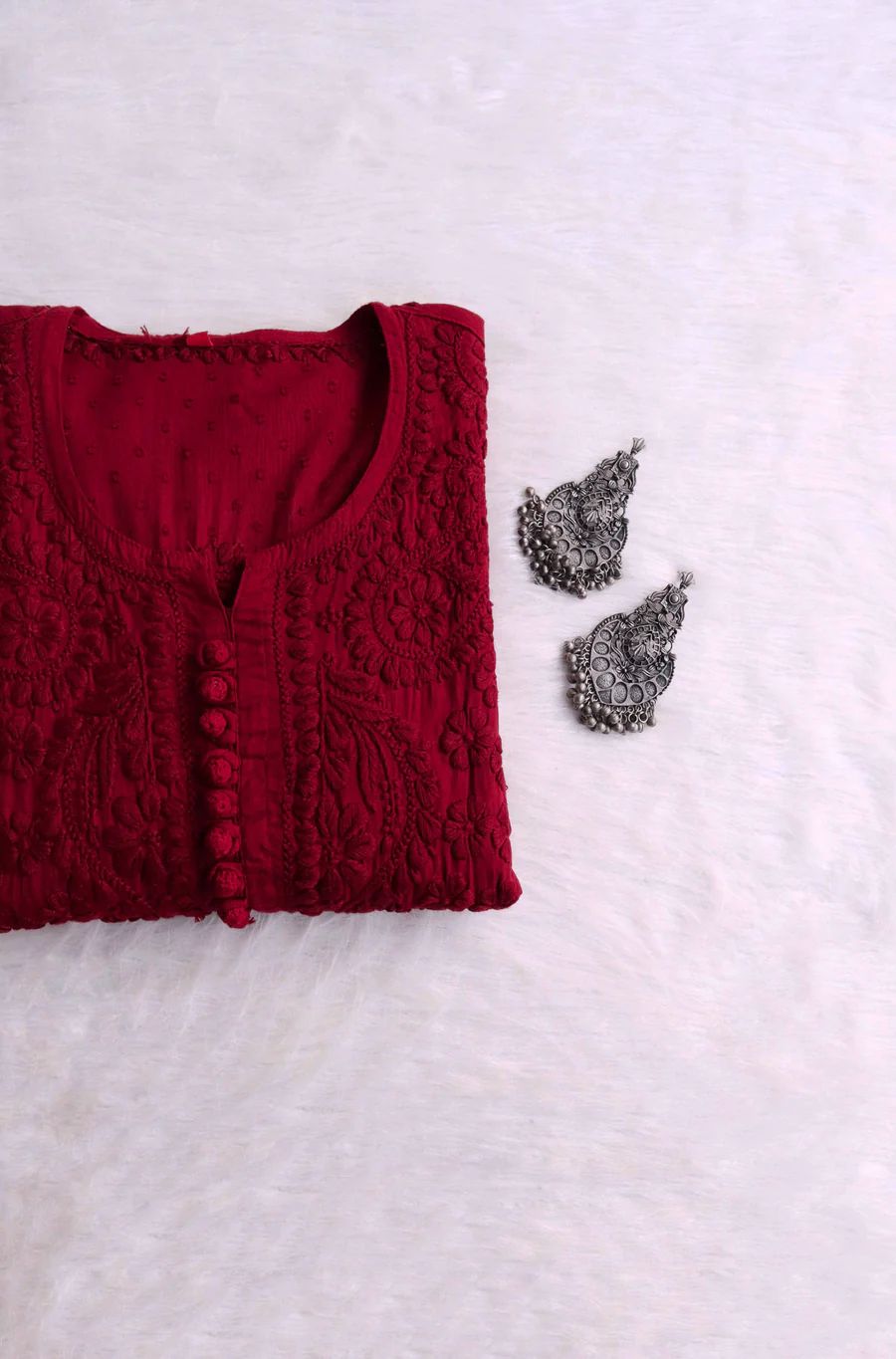 Roohani Dobby Cotton Chikankari Kurti