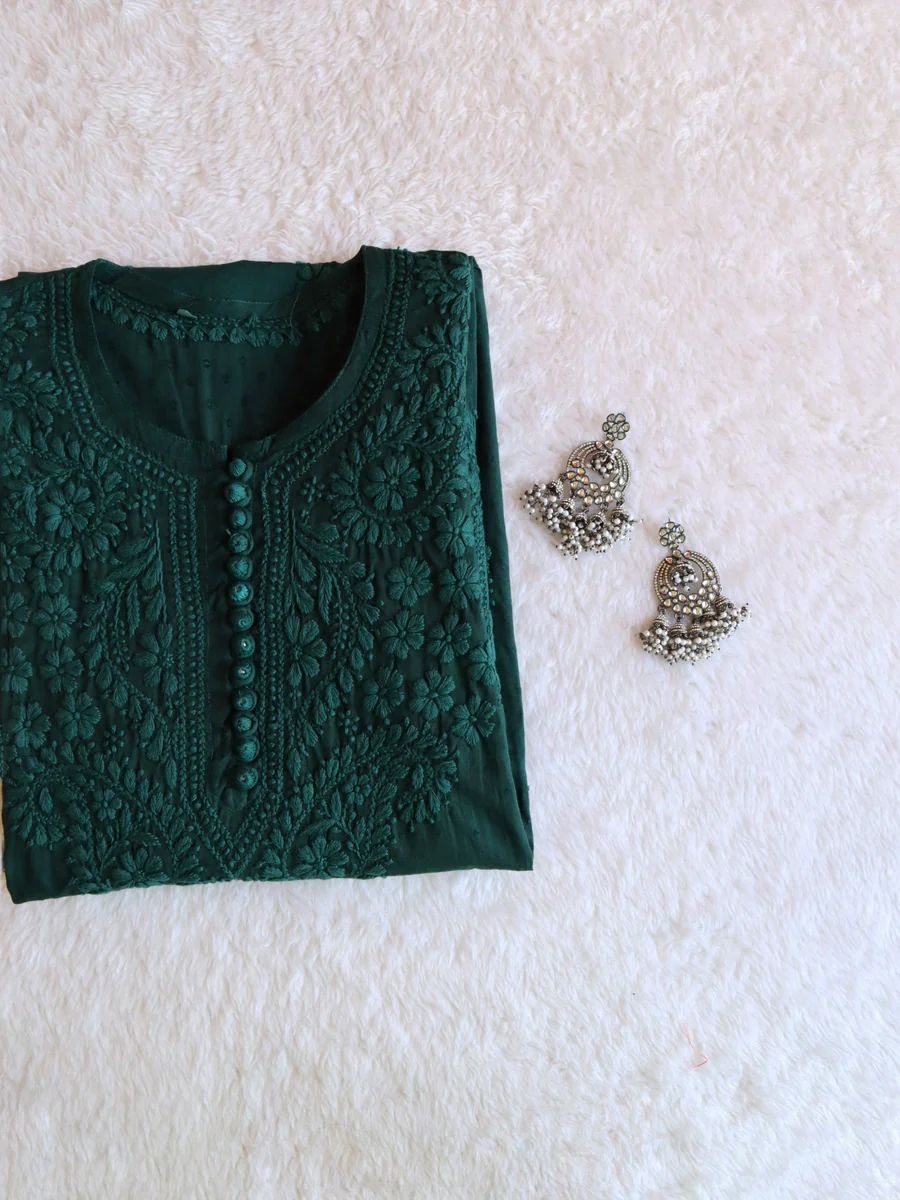 Roohani Dobby Cotton Chikankari Kurti