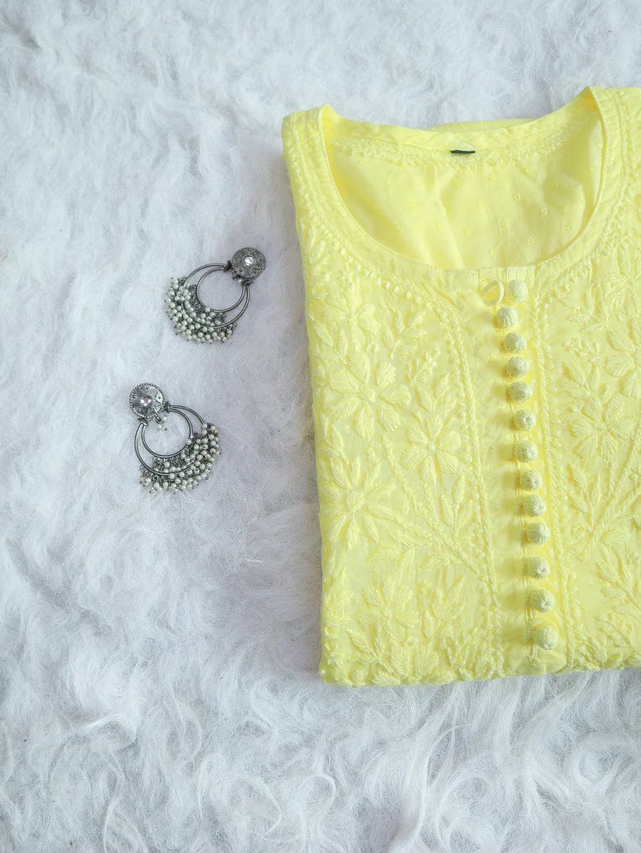 Roohani Dobby Cotton Chikankari Kurti