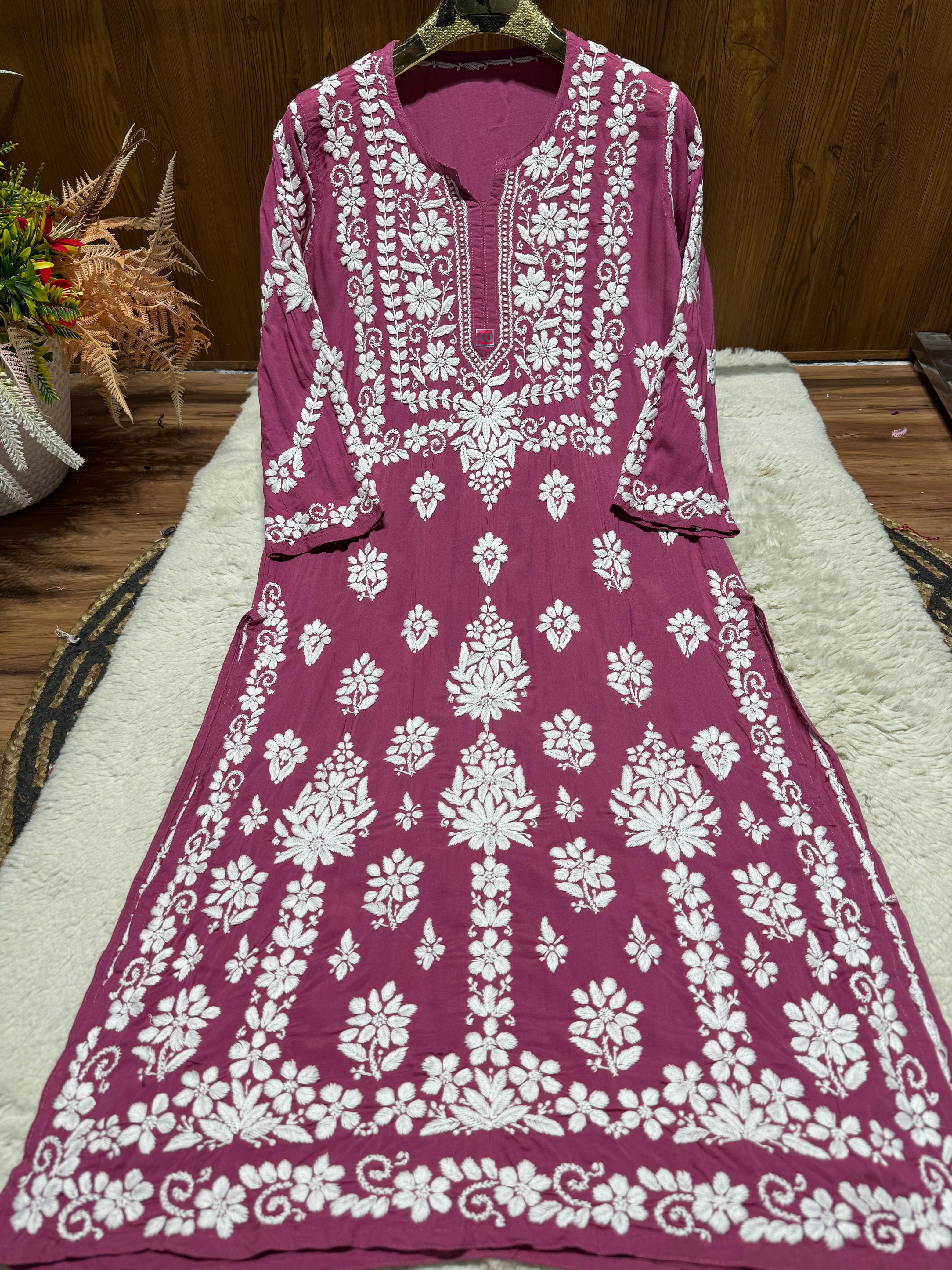 Aabroo Modal Chikankari Kurti
