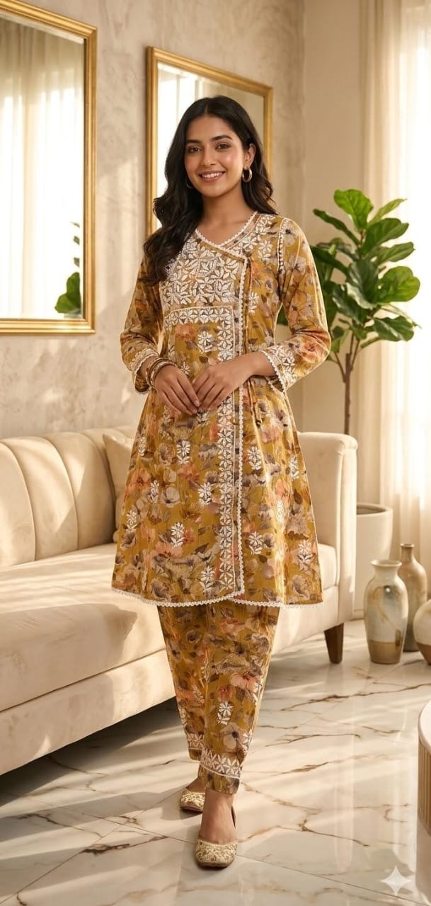 Mulmul Cotton Angarakha Pant Set