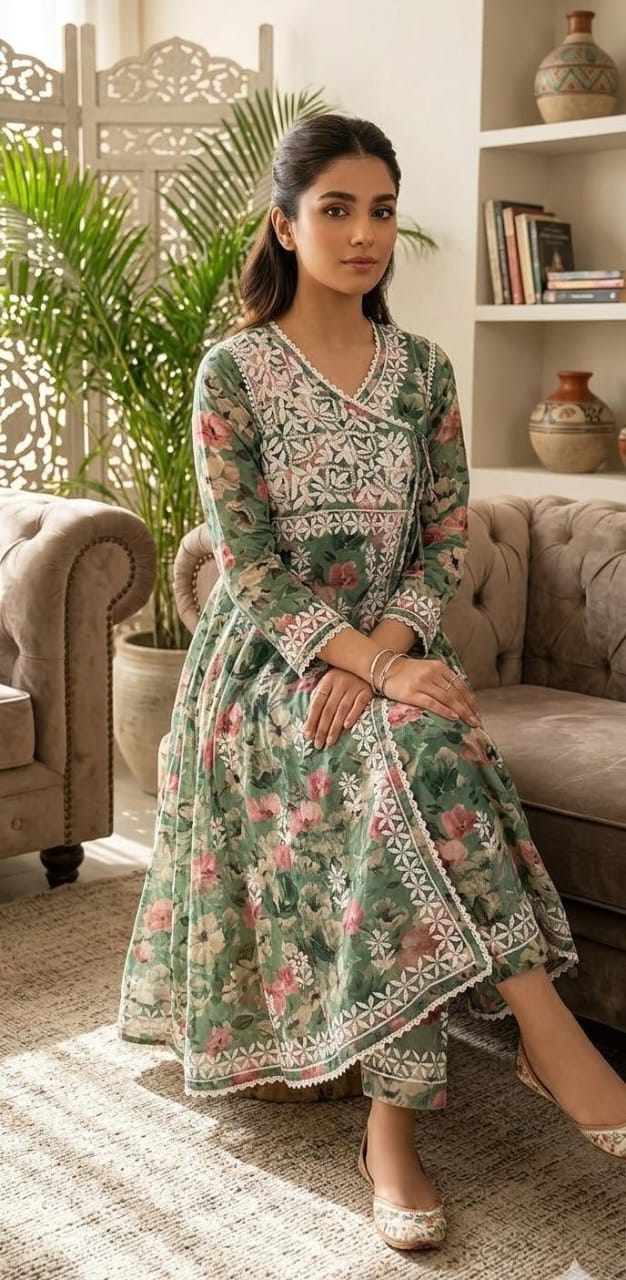 Mulmul Cotton Angarakha Pant Set