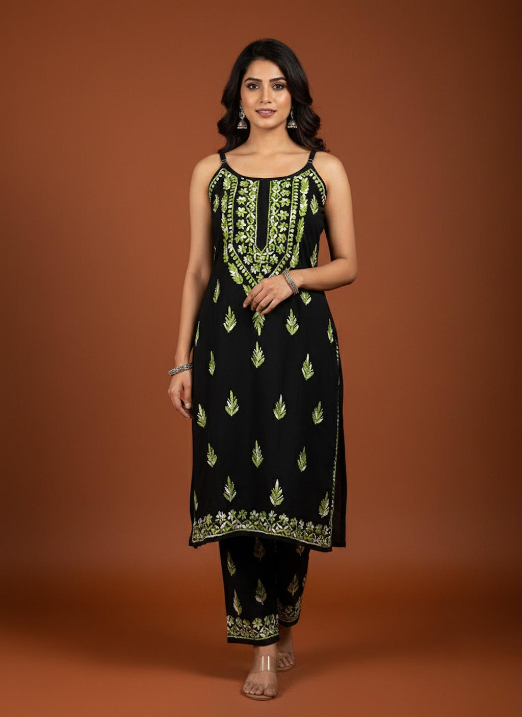Cotton Noodle Strap Kurti Plazo Set