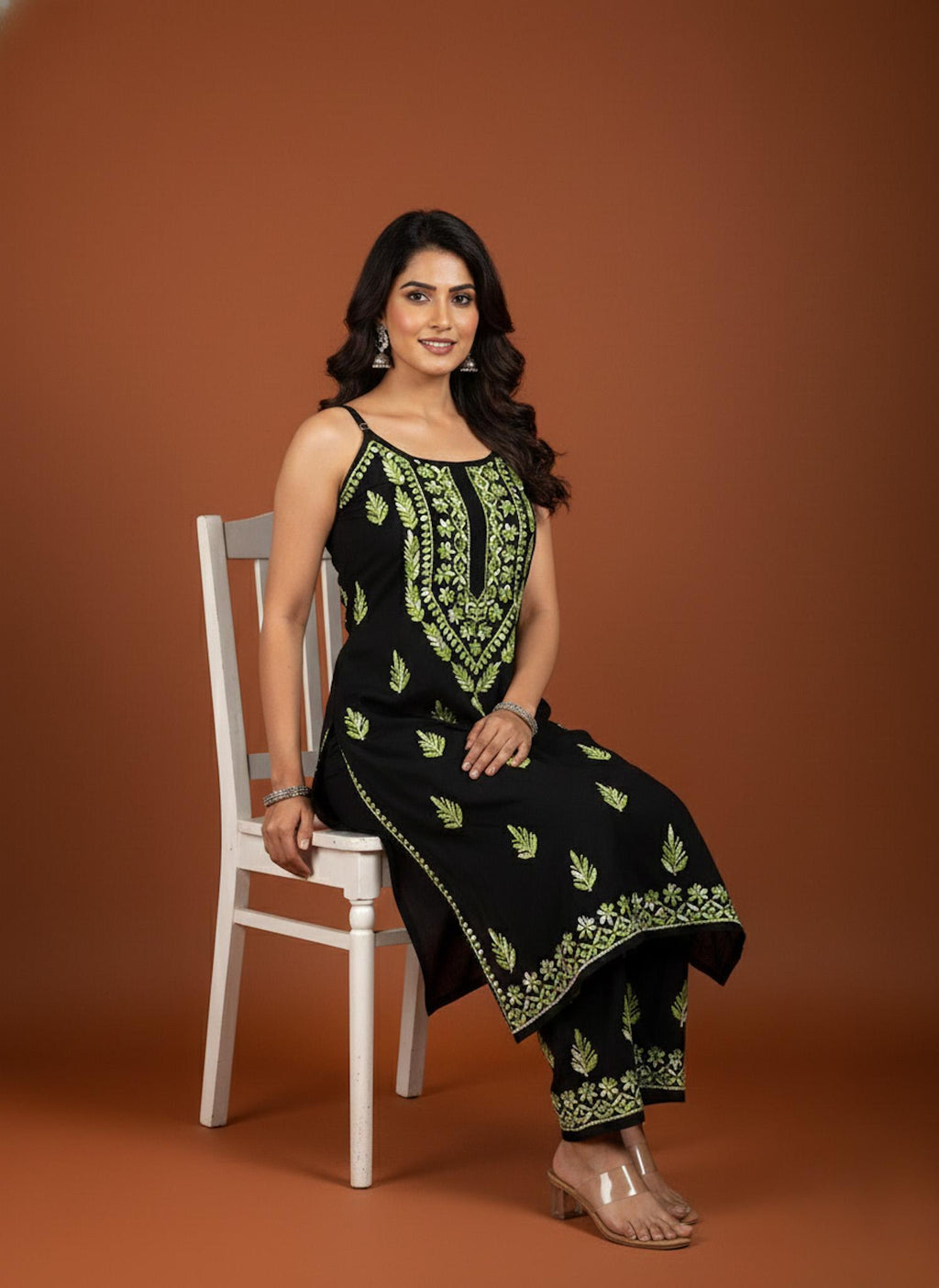 Cotton Noodle Strap Kurti Plazo Set