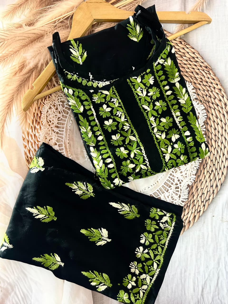 Cotton Noodle Strap Kurti Plazo Set