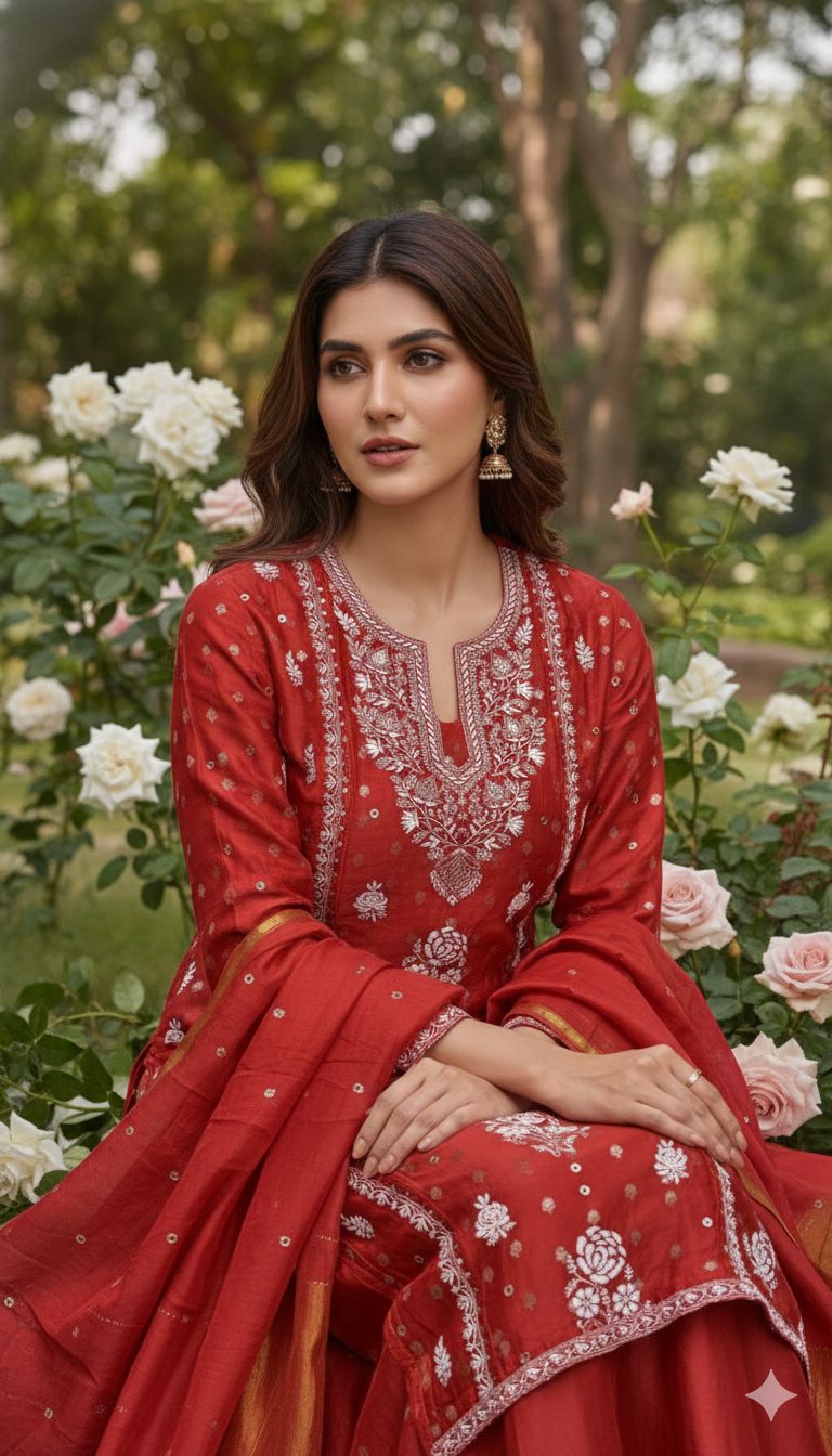 Roohani Chiniya Silk Shirt with Soft Chanderi Silk Dupatta