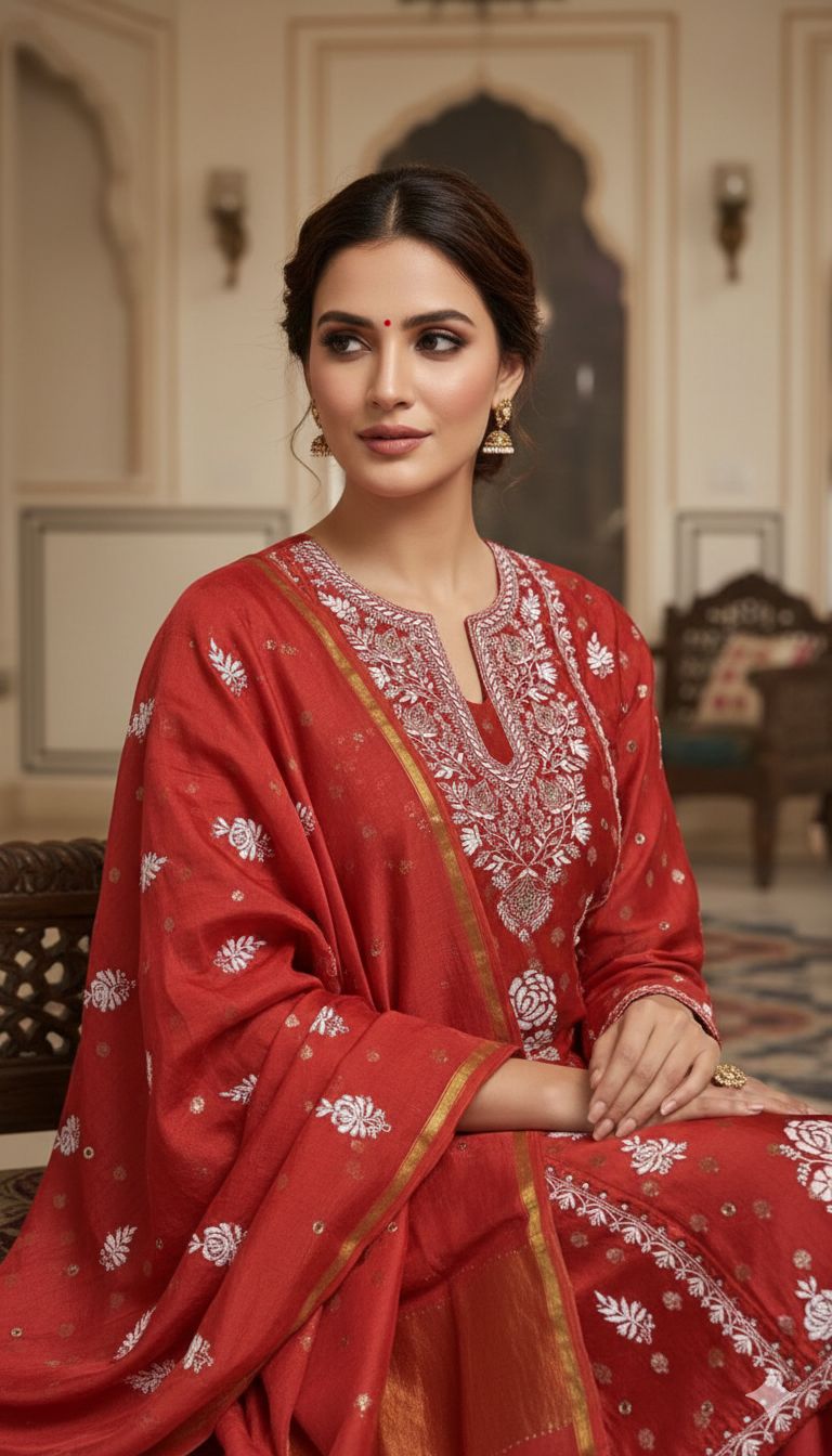 Roohani Chiniya Silk Shirt with Soft Chanderi Silk Dupatta