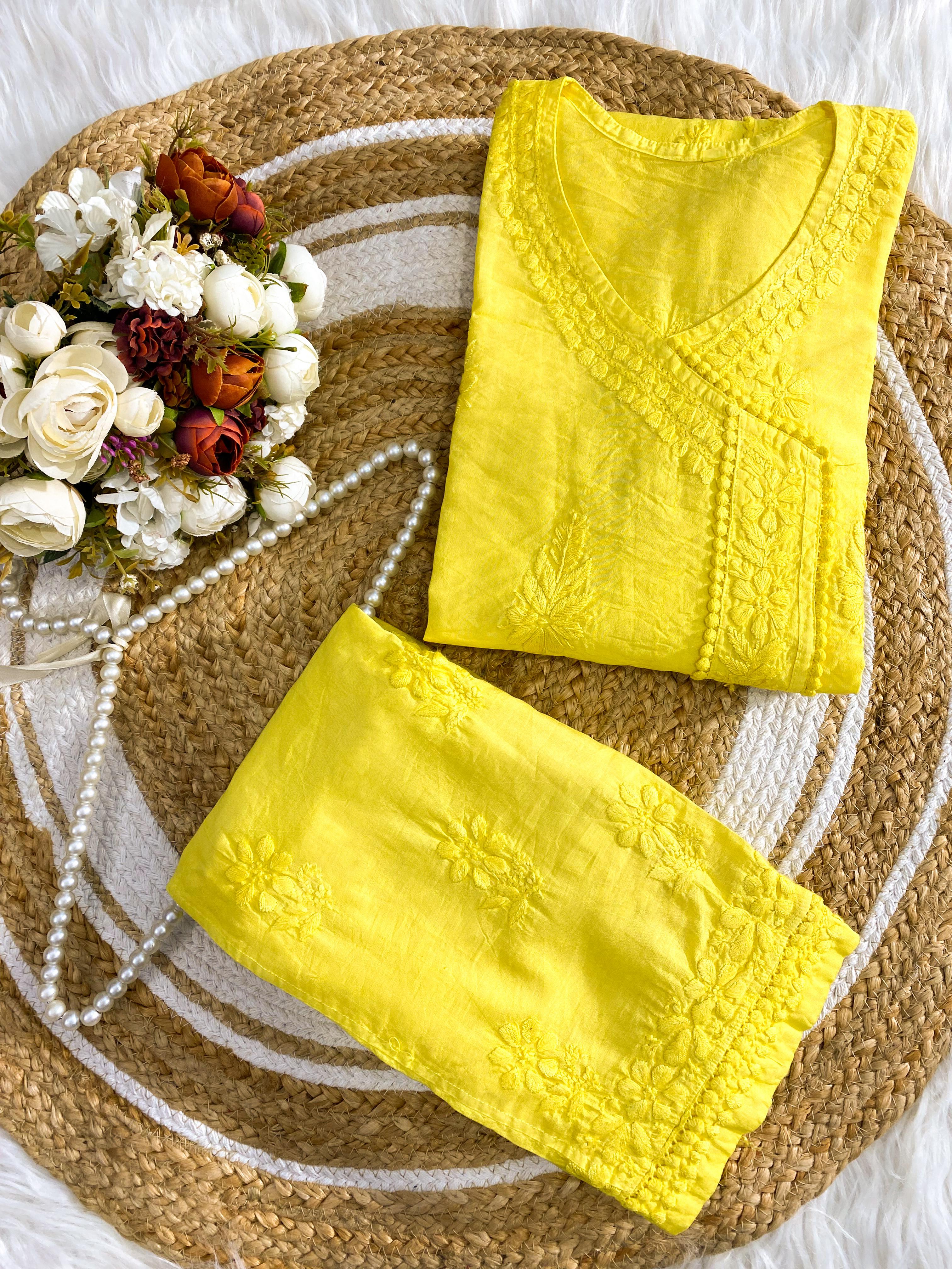 Soft Chanderi Angarkha Kurti Pant
