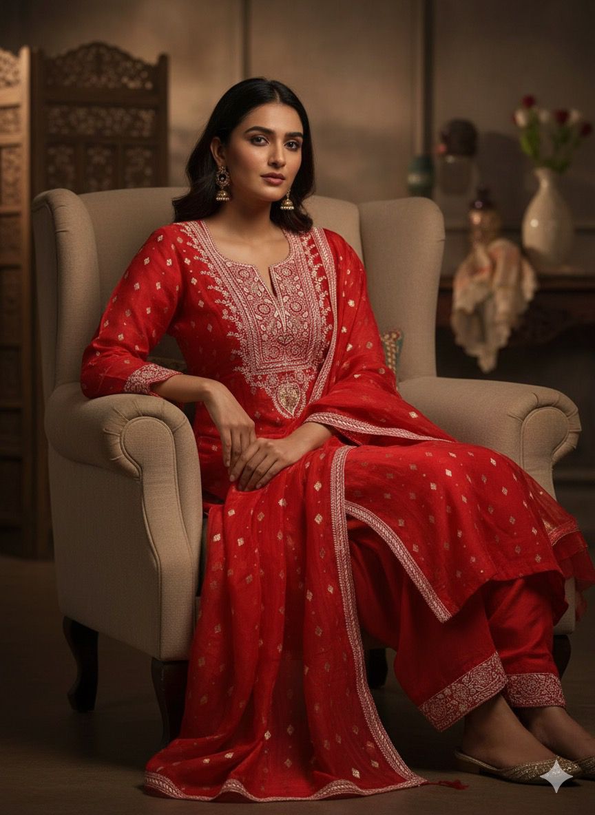 Noori Grace – Banarasi Mul Chanderi Luxe Set