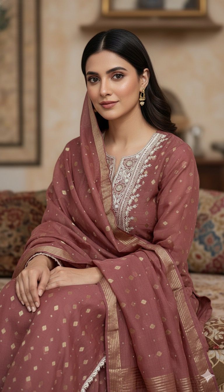 Noori Grace – Banarasi Mul Chanderi Luxe Set