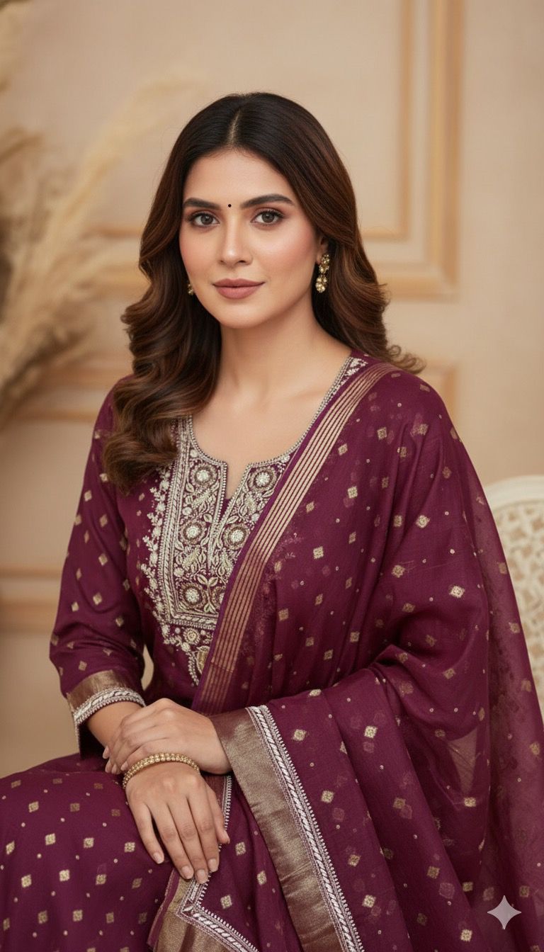 Noori Grace – Banarasi Mul Chanderi Luxe Set