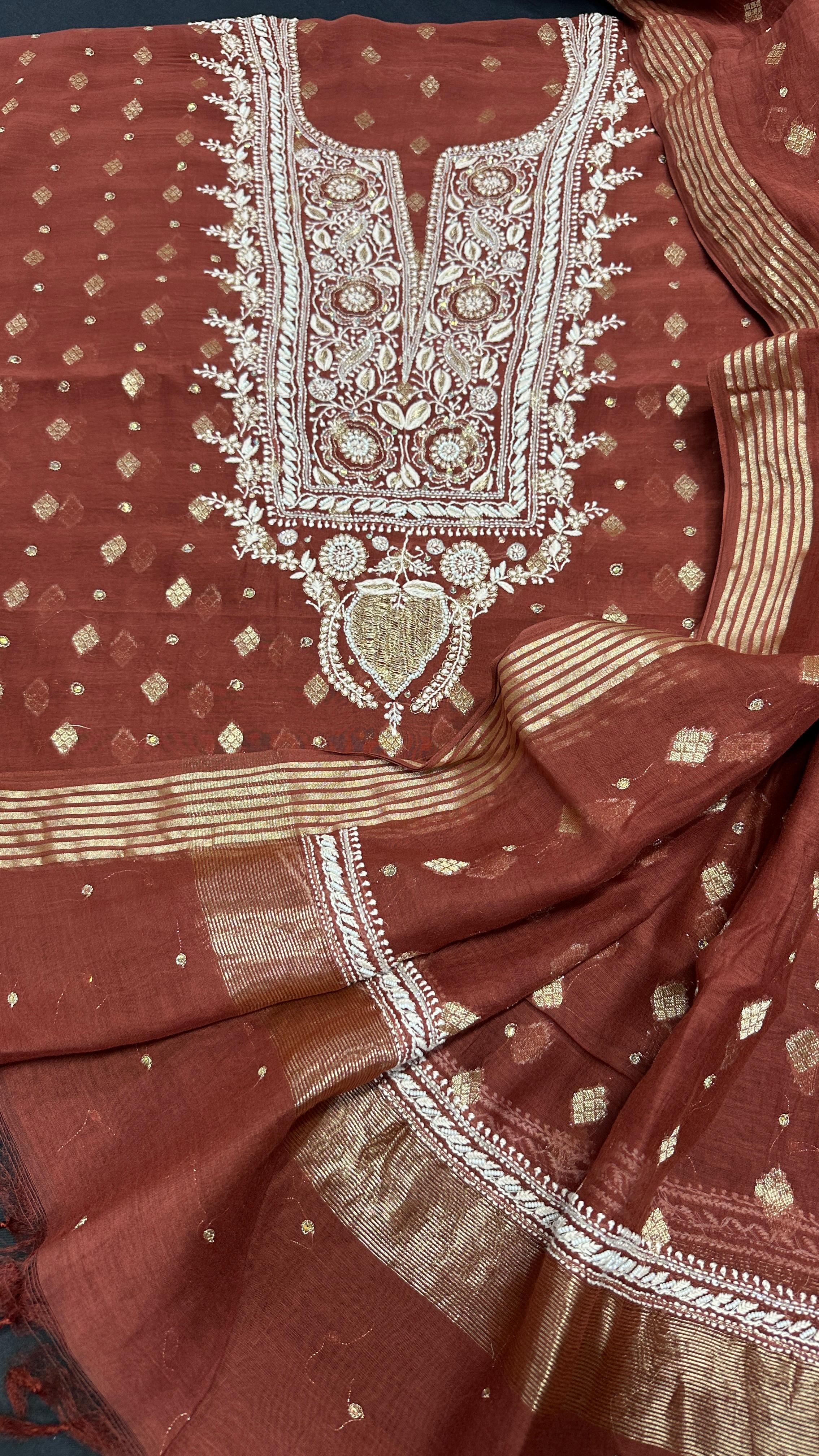 Noori Grace – Banarasi Mul Chanderi Luxe Set
