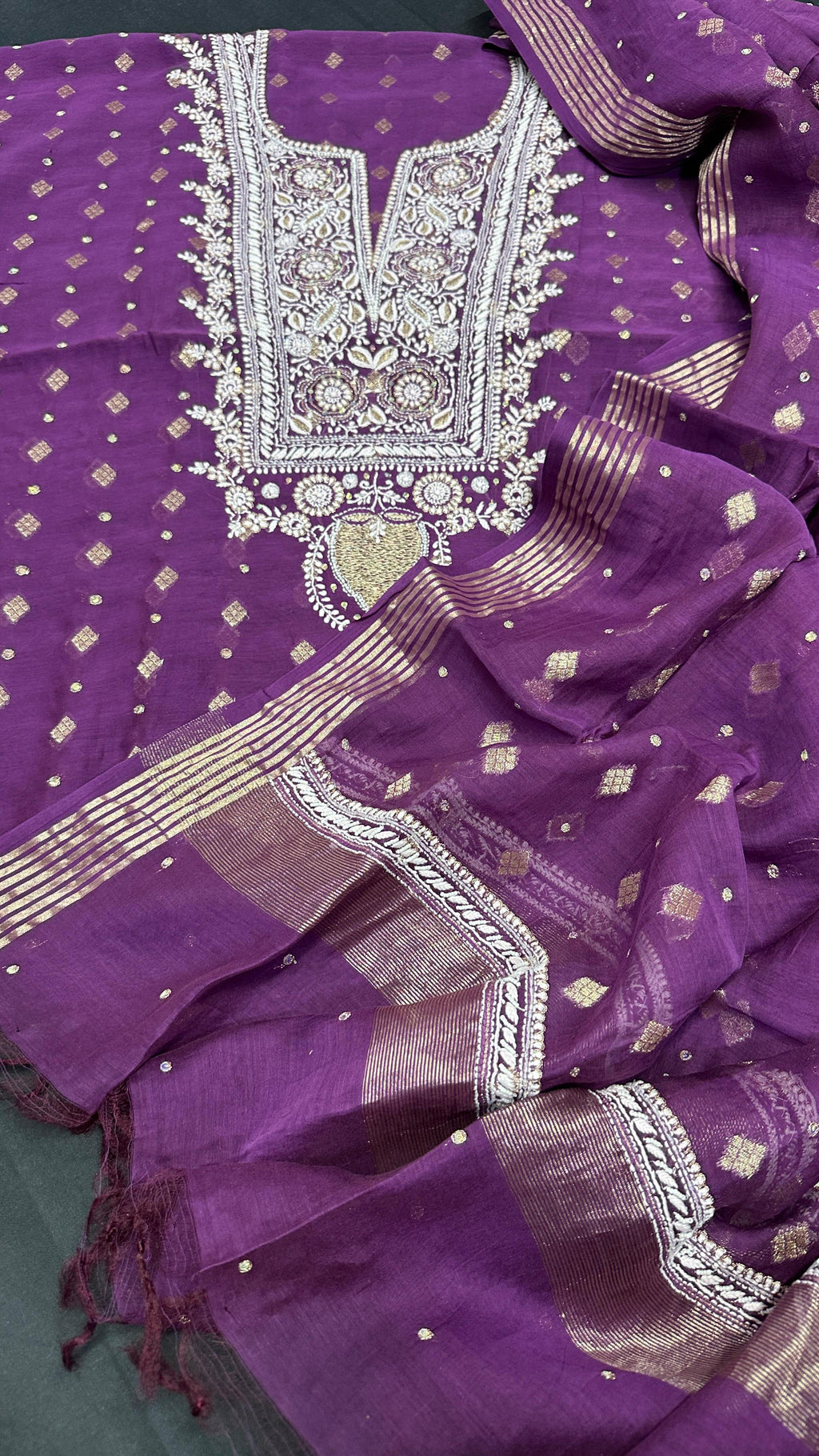 Noori Grace – Banarasi Mul Chanderi Luxe Set