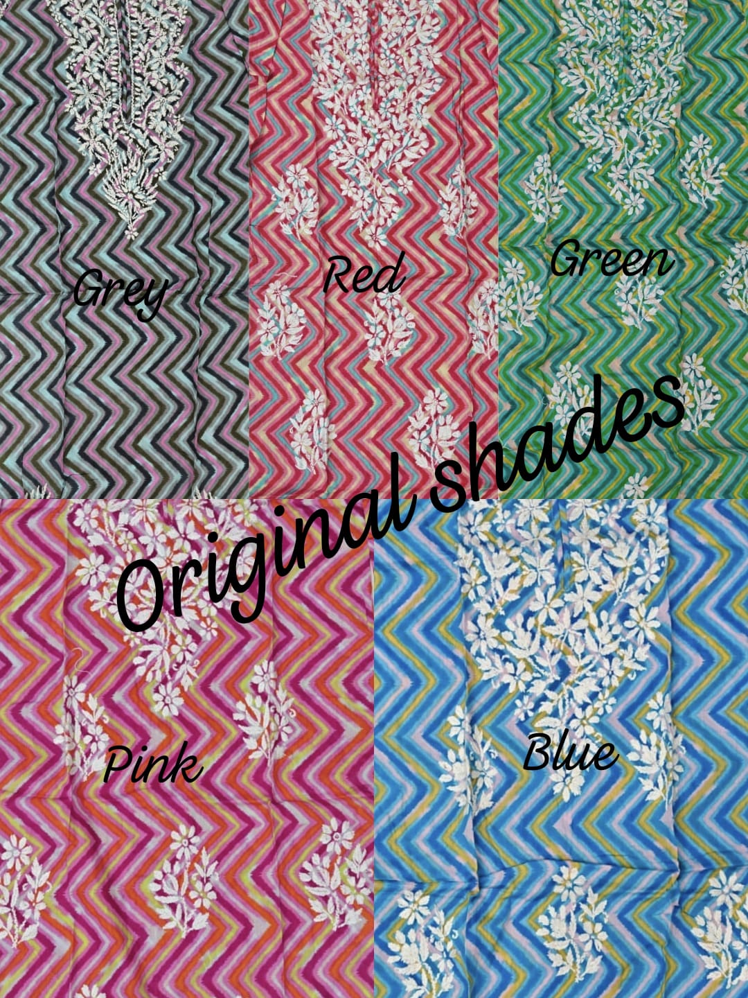 Mul Zigzag Print Chikankari Kurti