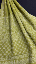 Elegant Kota Doriya Chikan Saree -MEHNDI GREEN