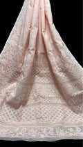Elegant Kota Doriya Chikan Saree -PEACH