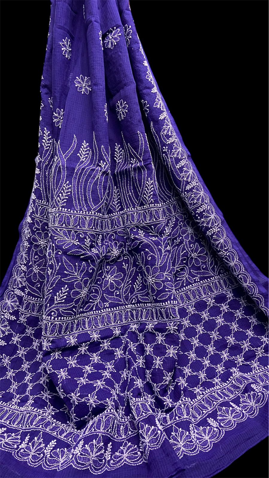 Elegant Kota Doriya Chikan Saree -Violet