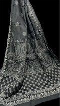 Elegant Kota Doriya Chikan Saree -BLACK