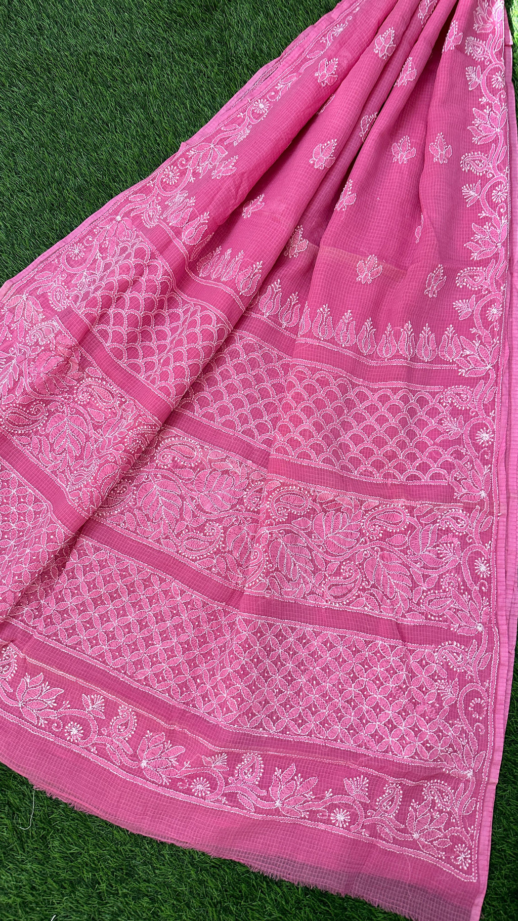 Elegant Kota Doriya Chikan Saree -PINK