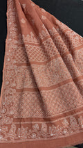 Elegant Kota Doriya Chikan Saree -BROWN
