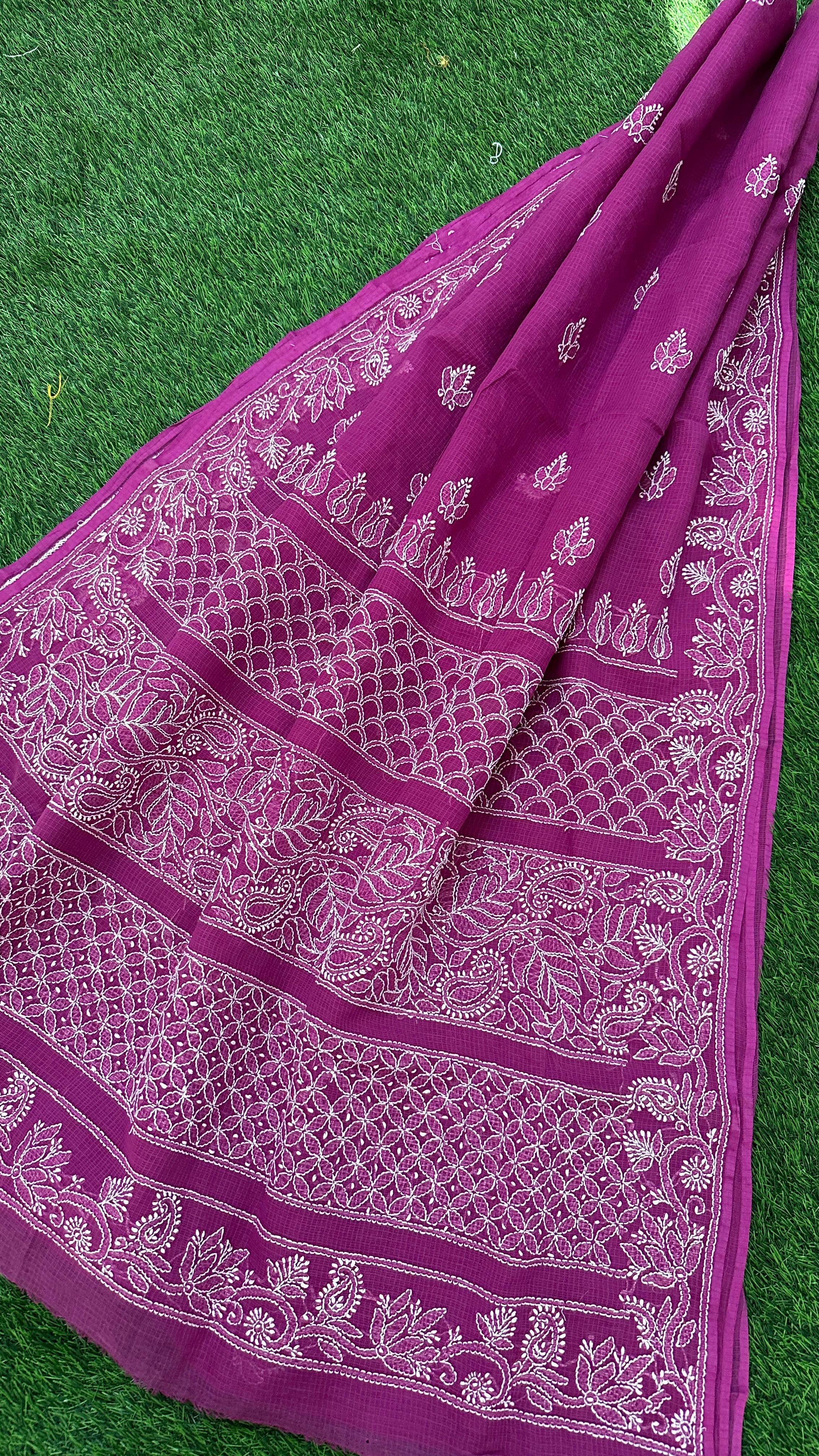 Elegant Kota Doriya Chikan Saree -PINK